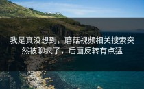 我是真没想到，蘑菇视频相关搜索突然被聊疯了，后面反转有点猛