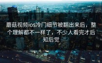 蘑菇视频ios冷门细节被翻出来后，整个理解都不一样了，不少人看完才后知后觉