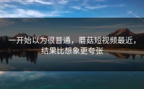 一开始以为很普通，蘑菇短视频最近，结果比想象更夸张