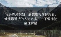 我是真没想到，蘑菇影视在线观看，难怪最近搜的人这么多，一不留神就会理解错
