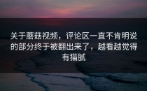 关于蘑菇视频，评论区一直不肯明说的部分终于被翻出来了，越看越觉得有猫腻