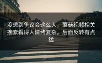 没想到争议会这么大，蘑菇视频相关搜索看得人情绪复杂，后面反转有点猛