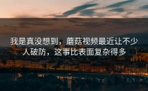 我是真没想到，蘑菇视频最近让不少人破防，这事比表面复杂得多