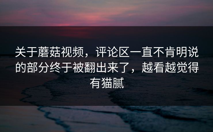 关于蘑菇视频,评论区一直不肯明说的部分终于被翻出来了,越看越觉得有猫腻 第1张 关于蘑菇视频,评论区一直不肯明说的部分终于被翻出来了,越看越觉得有猫腻 第1张