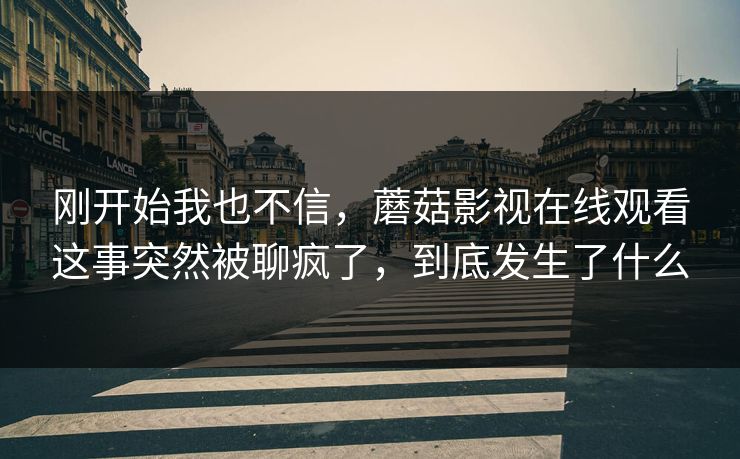 刚开始我也不信,蘑菇影视在线观看这事突然被聊疯了,到底发生了什么 第1张 刚开始我也不信,蘑菇影视在线观看这事突然被聊疯了,到底发生了什么 第1张