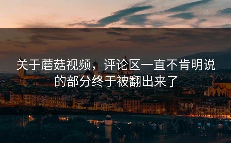 关于蘑菇视频，评论区一直不肯明说的部分终于被翻出来了  第1张