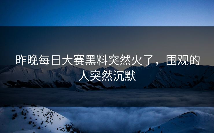 昨晚每日大赛黑料突然火了,围观的人突然沉默 第1张 昨晚每日大赛黑料突然火了,围观的人突然沉默 第1张